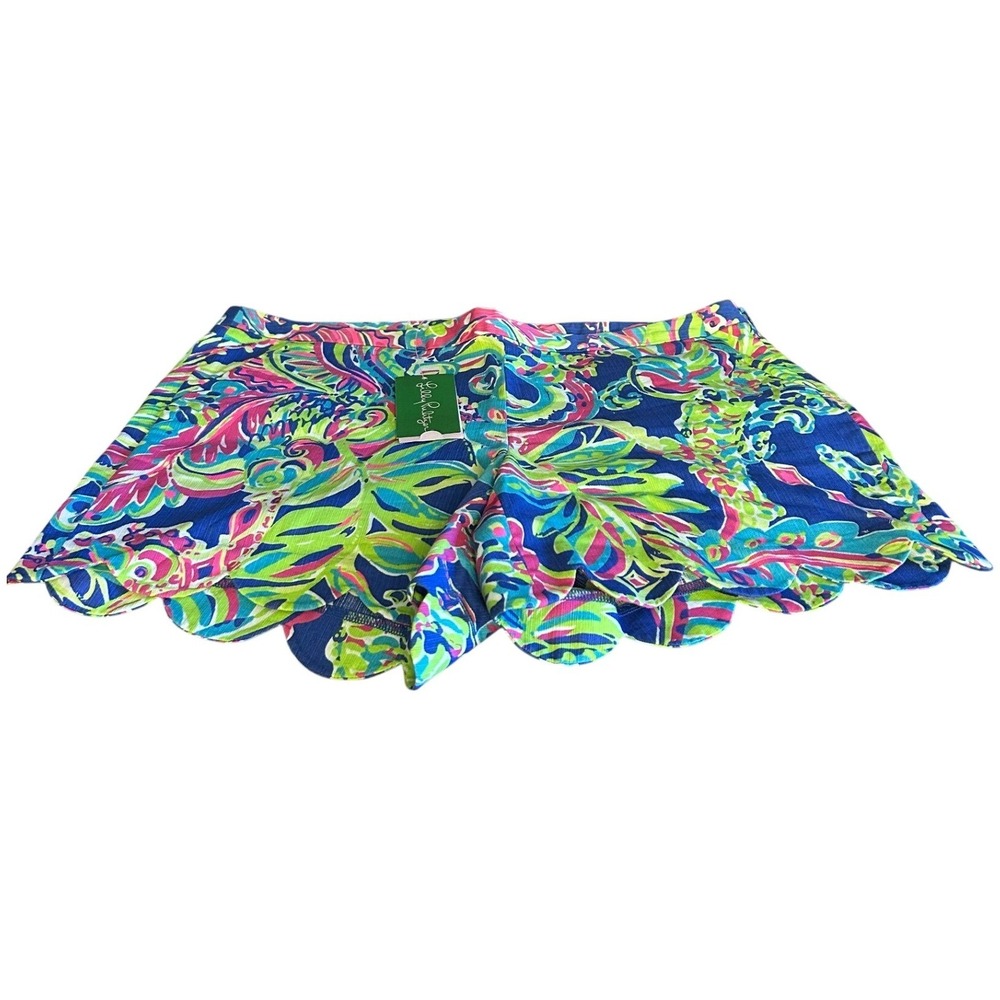 Lilly Pulitzer Magnolia Short Womens 10 Multi Toucan Play Scalloped Hem 13045